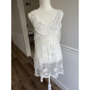 Wet Seal Y2K Lace Flowy Mesh Tank Top Tunic Dress Cover Up Sz M Fairy Whimsy VTG